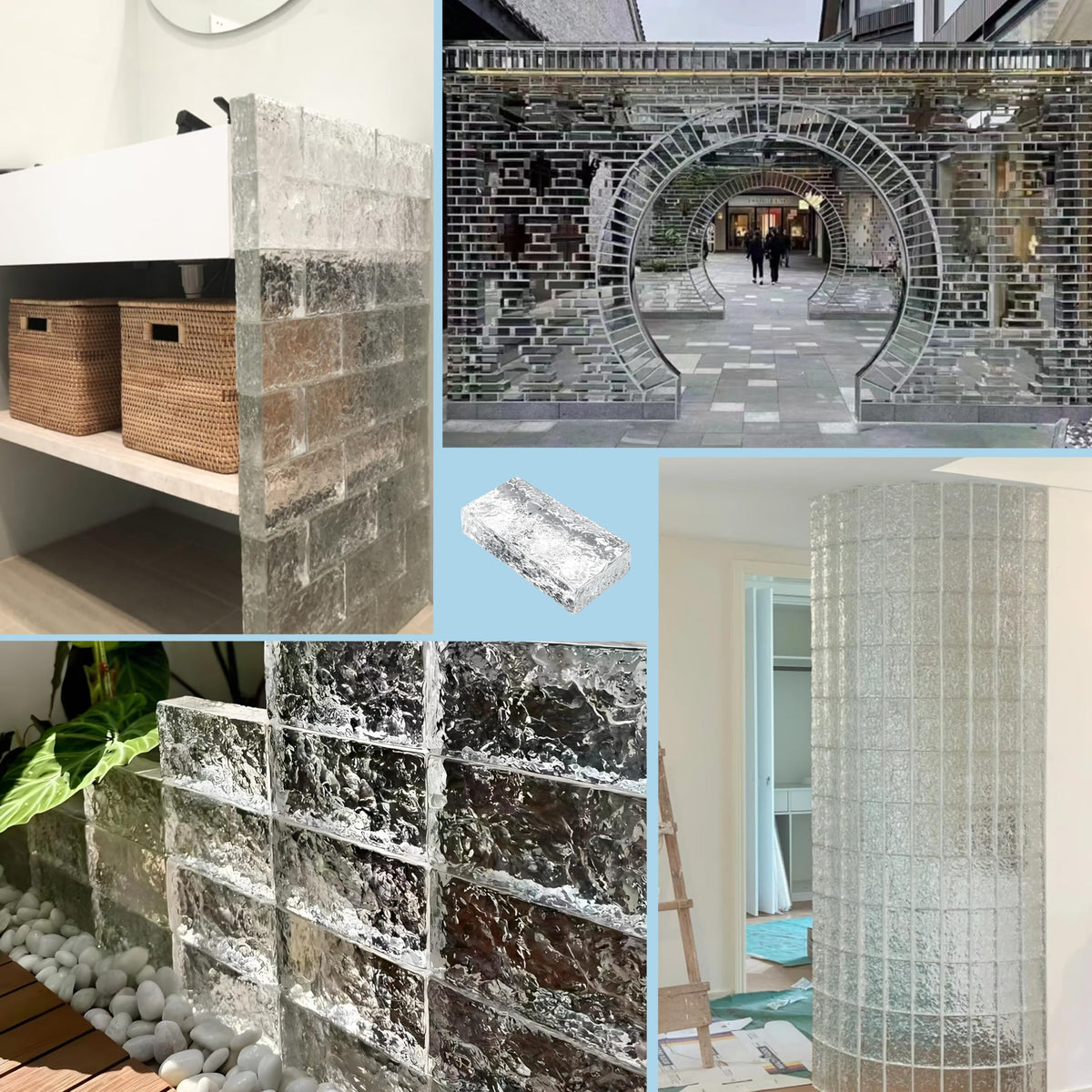 1 Pack-7.9"x3.9"x2" Glass Block with Card Slots-ice Crystal Patterned Rectangular Solid Glass Brick - Used in Building Fields Such as Wall partitions, as Well as for DIY Lighting fixtures, DIY Tables