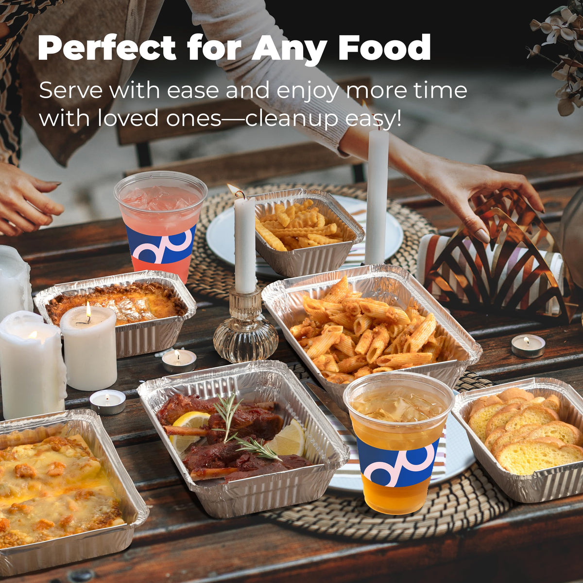 Fit Meal Prep 50 Pack 2.25 lb Aluminum Foil Pans with Lids, Disposable Take Out Food Containers with lids for Freshness and Spill Proof, 8.5 x 6 x 2 Disposable Cookware for Catering, Restaurants