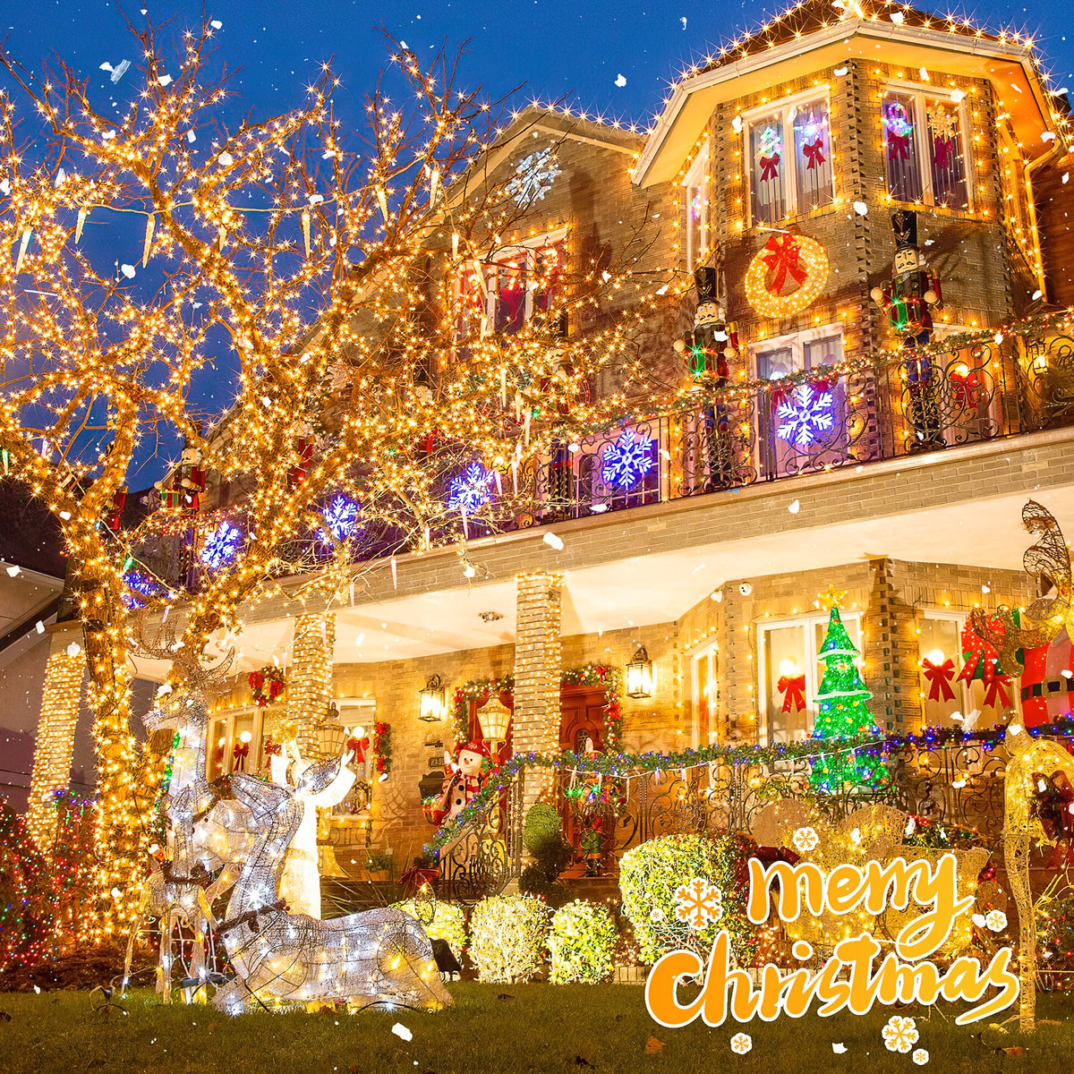 MYGOTO 165 FT 500 LED Christmas Lights Outdoor Indoor, Plug in Warm White String Lights for Outside Waterproof, Connectable Clear Wire Twinkle Light for Christmas Tree Bedroom Classroom Party Decor