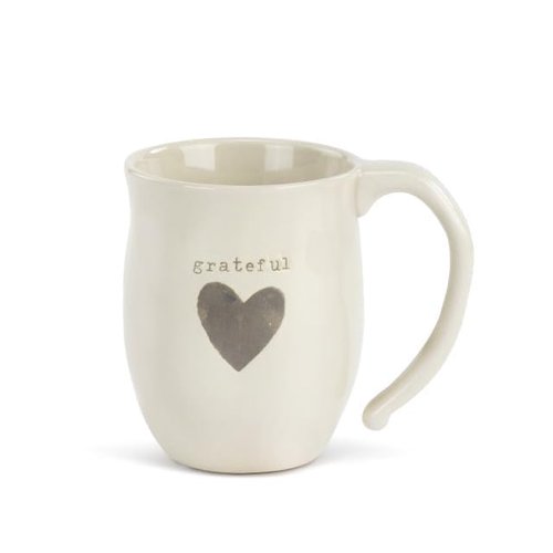 DEMDACO Grateful Heart Cream Inspirational 16 ounce Ceramic Stoneware Coffee Mug