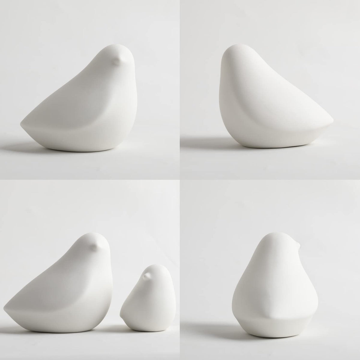 GOODSTART Ceramic Birds Figurines Small Birds Statues for Living Room, Bookshelf, TV Stand, A Set of 2 White Porcelain Pigeons for Christmas Decorations, Modern Home Decor for Shelves