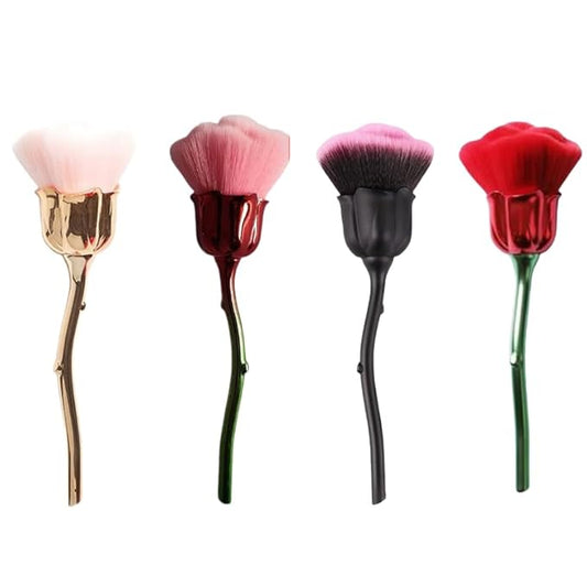 4 Pcs Nail Art Dust Powder Remover Cleaner Brush，Rose Nail Art Powder Dust