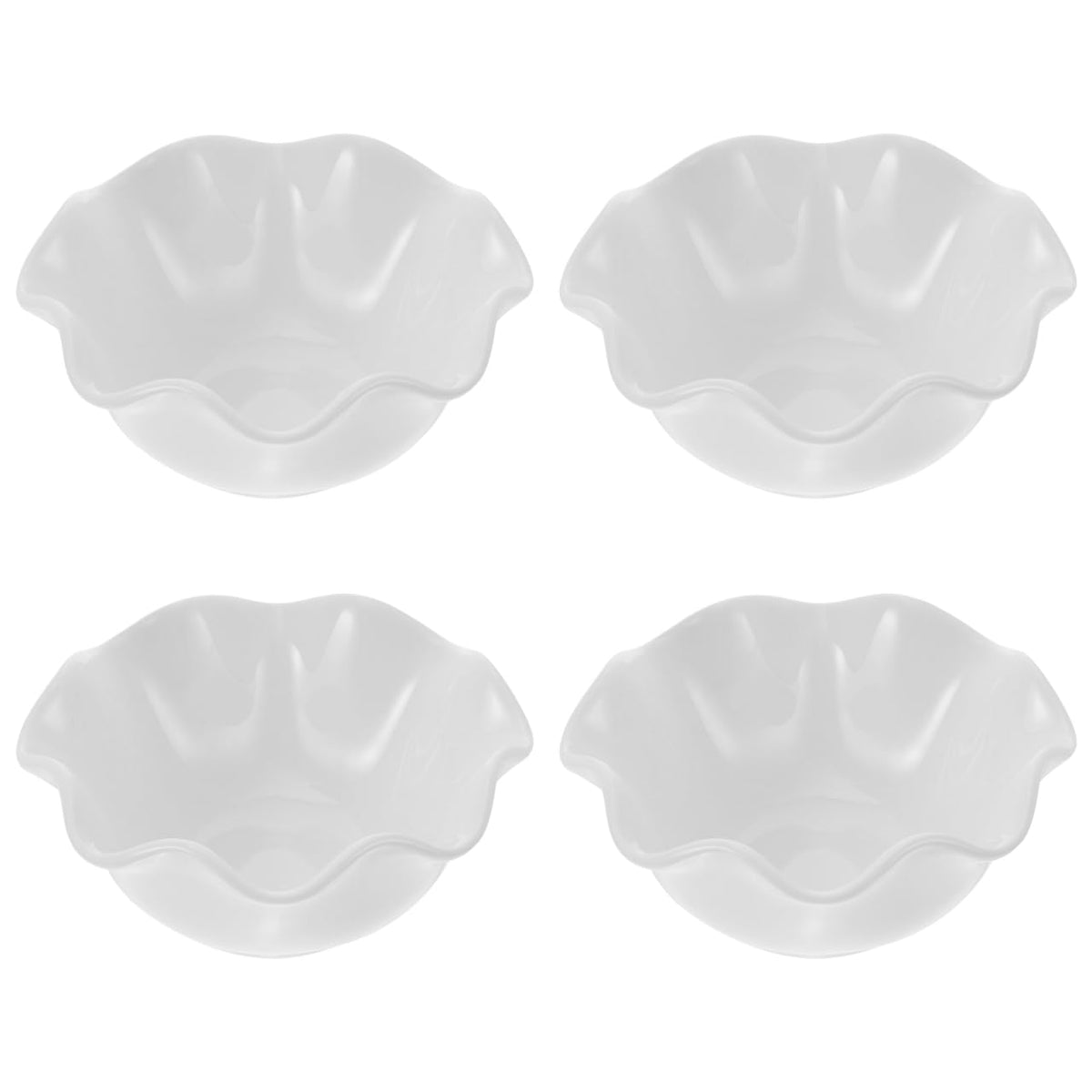 Zerodeko 4-Piece Lotus Leaf Shape Ceramic Sauce Bowls Set Small White Dipping Bowls for Salad Snacks Condiments 3.14X3.14X1.41 Inch
