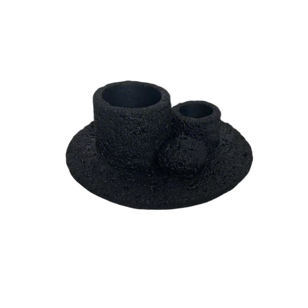 4 in 1 Cement Holder for Incense Sticks/Palo Santo/Sage Sticks/Candle (Black)