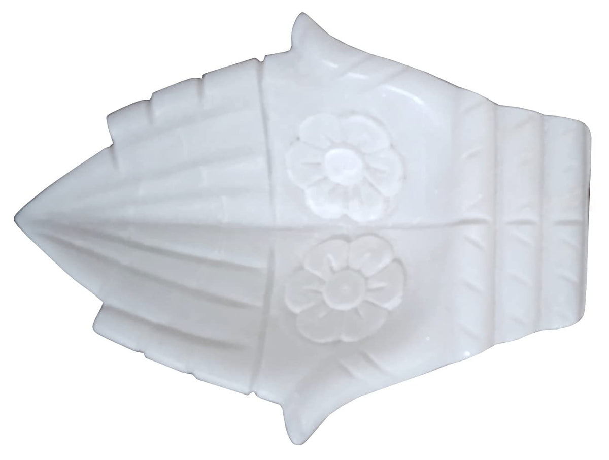Purpledip Marble Bowl 'Anjali Hands': Fill With Water or Flower Petals Or Use As Small Serving Platter (12470A)