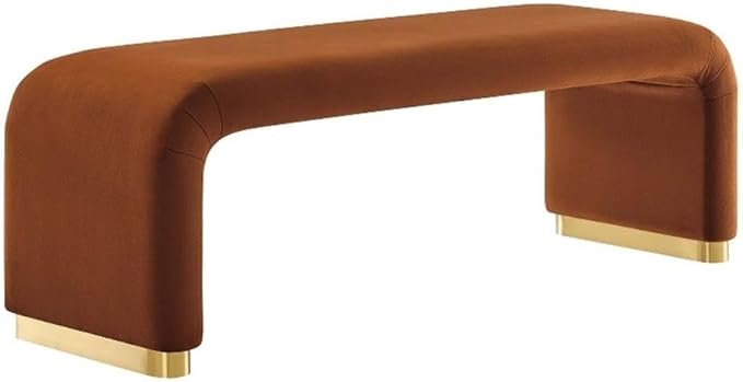 Modway EEI-6734-BRA-RUS Koda Performance Velvet Waterfall Long Bench, Brass Rust
