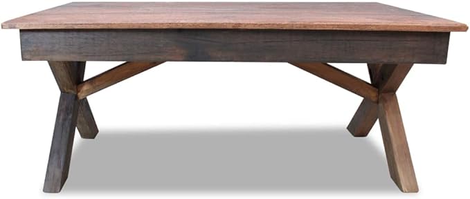 Rustic Farmhouse Coffee Table Handmade from Reclaimed Mixed Woods, 43.3 inch