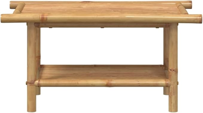 Bamboo Fiber Coffee Table with Storage Shelf, Eco-Friendly Modern Square Design