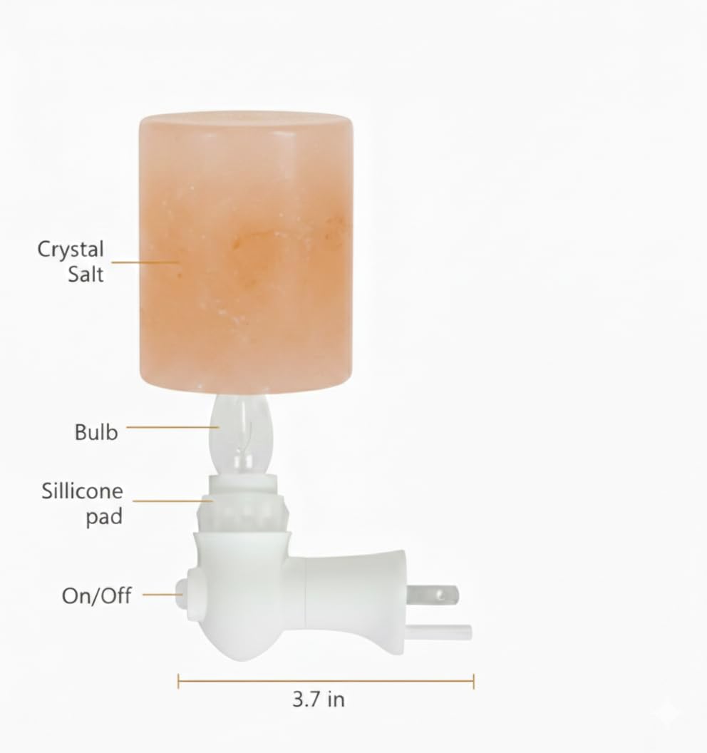 NatureBoost Himalayan Pink Salt Night Lights (Cylinder, 1) Decorative Ambient Plug-in Night Lights with Warm Amber Glow for Bedroom, Bathroom, Nursery & Home Décor