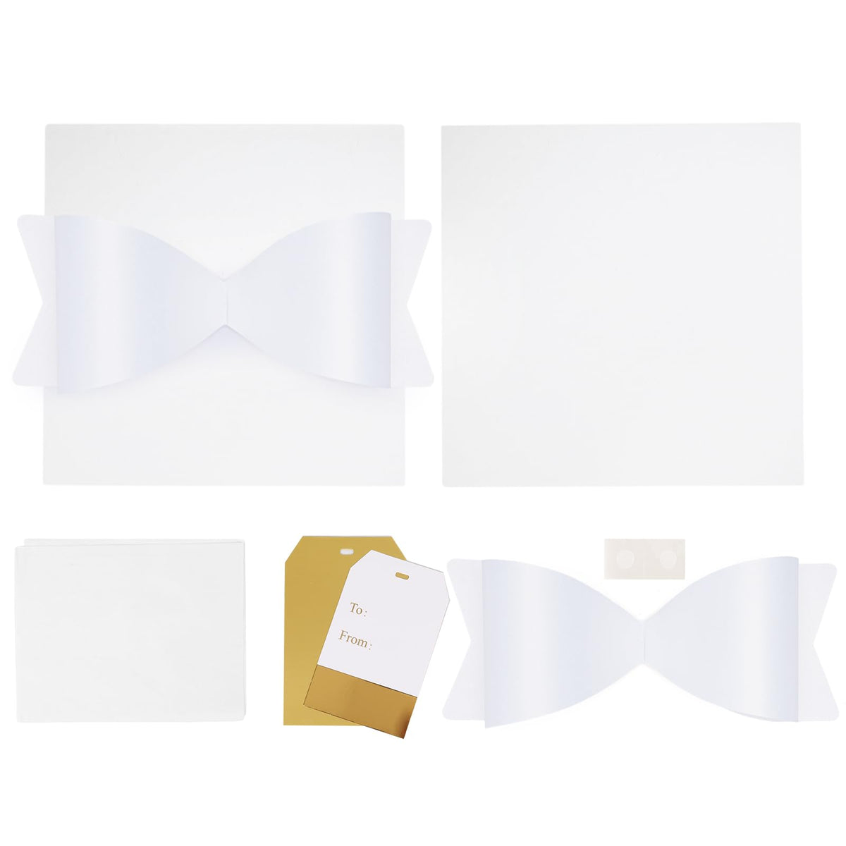 LaRibbons Large White Gift Boxes with Lid and Bow – 10x10x10 Inch Collapsible Square Box for Birthday, Wedding, Baby Shower, Christmas, Party Gifts, All Occasion