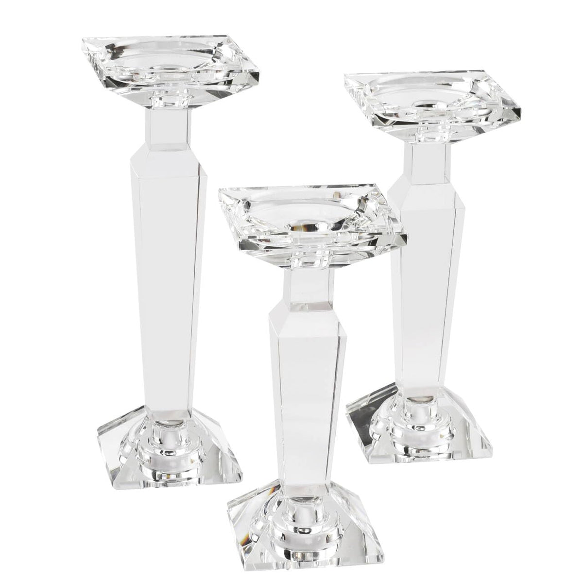 Marvala Crystal Candelabra Set, Dual-Sided Candle Holder Reversible for Taper, Tealight & Pillar Candles 3-in-1 Versatile Stand for Table, Wedding, Christmas, Home Holiday Decor (Set of 3-SML)
