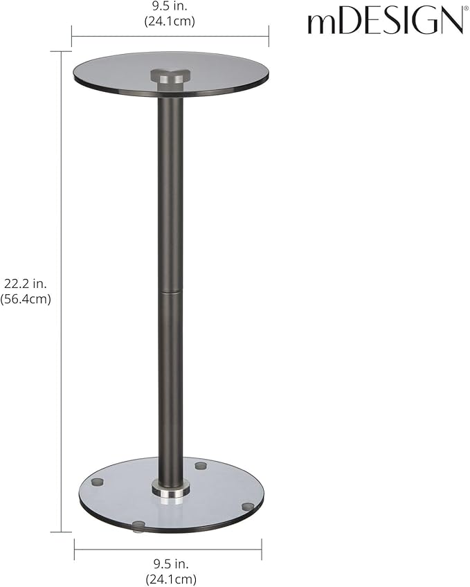 mDesign Glass Top Side/End Drink Table
