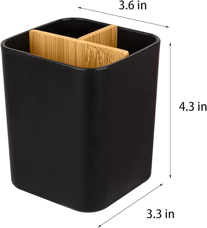 Bamboo Toothbrush Holder for Bathrooms, 3 Slots Toothbrush and Toothpaste