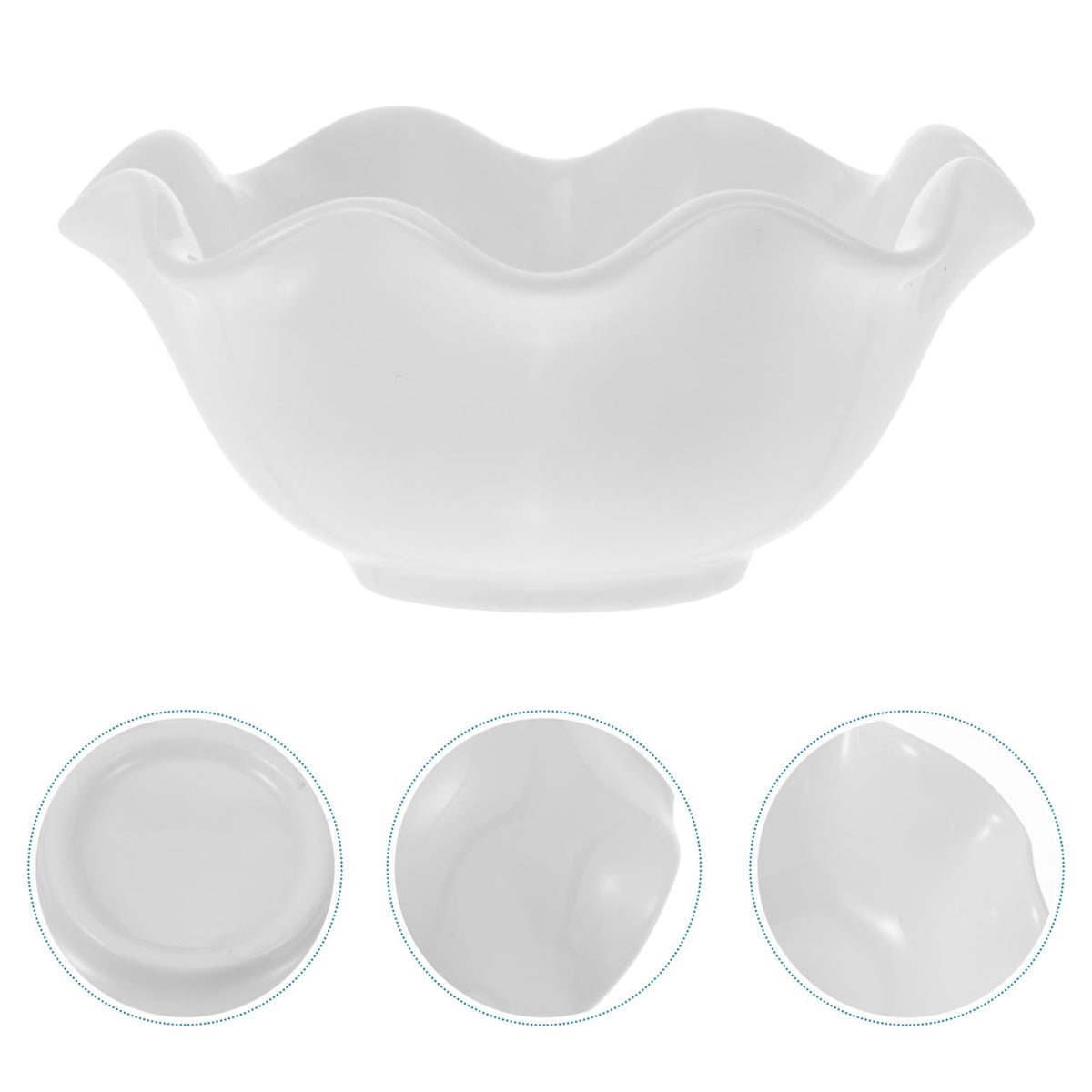 Zerodeko 4-Piece Lotus Leaf Shape Ceramic Sauce Bowls Set Small White Dipping Bowls for Salad Snacks Condiments 3.14X3.14X1.41 Inch