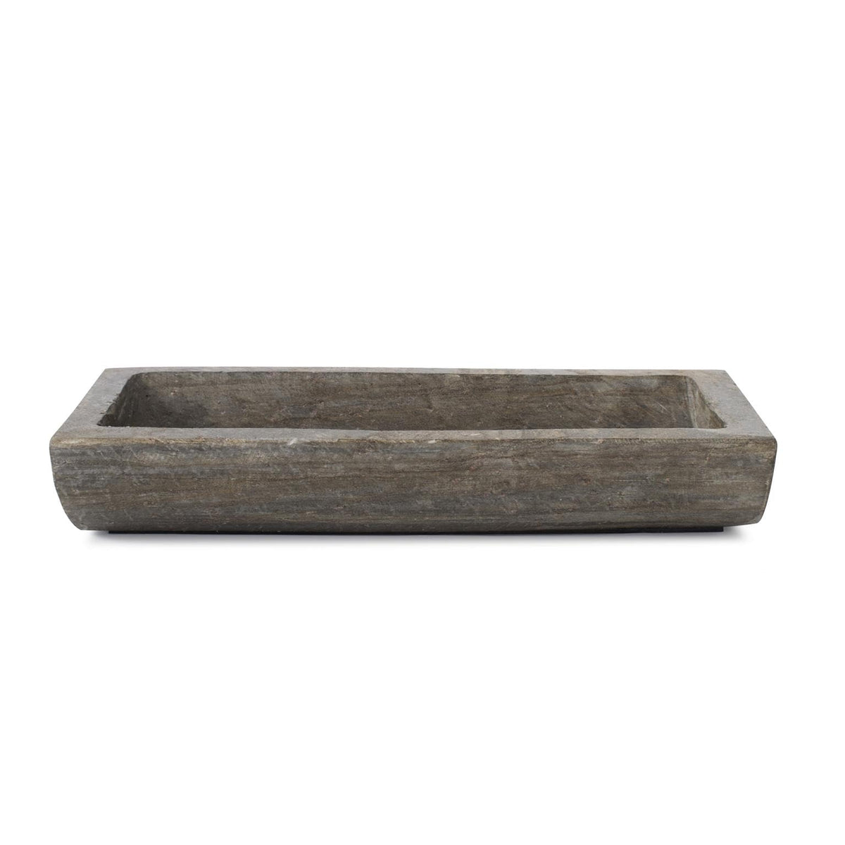 Howard Elliott Collection Dinorwic Slate Decorative Tray, Asymmetrical Modern Stone Accent Tray for Table, Shelf or Centerpiece Display, Textured Heavy Design, 12x5x3 Inch, Gray Green Taupe