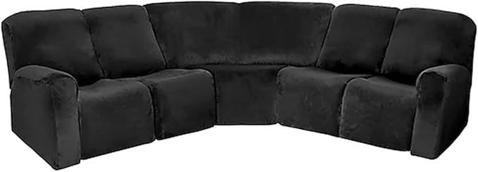 LightInTheBox 7-Piece Velvet Stretch Reclining Couch Covers 5 Seats Corner Sofa