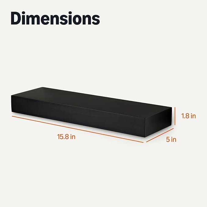 Amazon Basics Wood Floating Wall Shelves, 15.8" x 5" x 1.8"