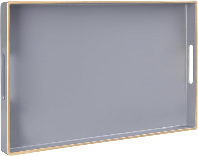 MAONAME Gray Serving Tray with Handles, Modern Grey Decorative Tray