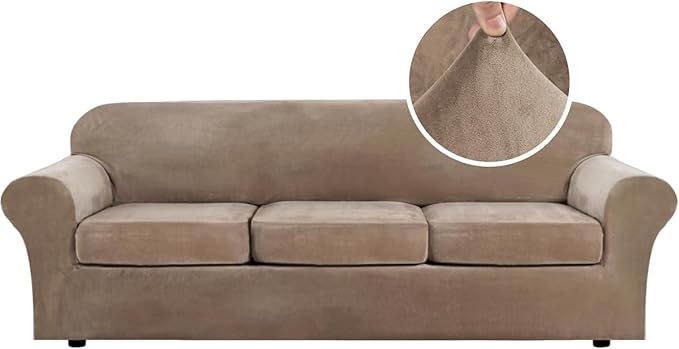 H.VERSAILTEX High Stretch Sofa Slipcover 4 Piece Cover Velvet Furniture