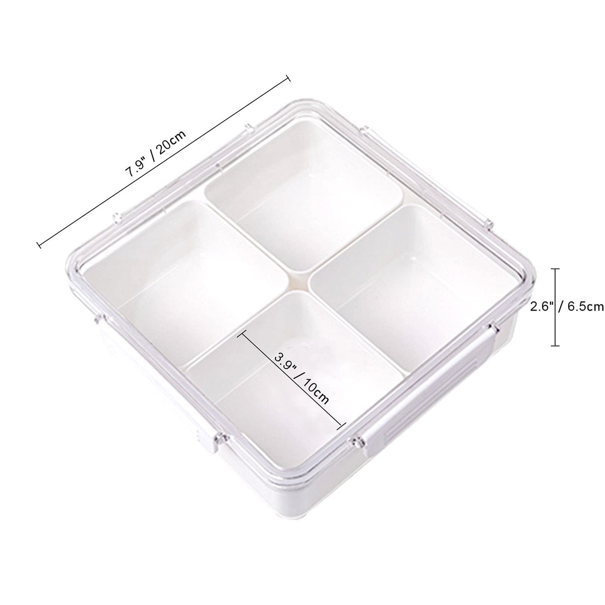Divided Serving Tray with Lid, Removable Divided Platter Snack Box, Food Storage Charcuterie Containers with 4 Compartments for Christmas Party, Veggies, Snack, Fruit, Nuts, Candy, Cracker, Chip