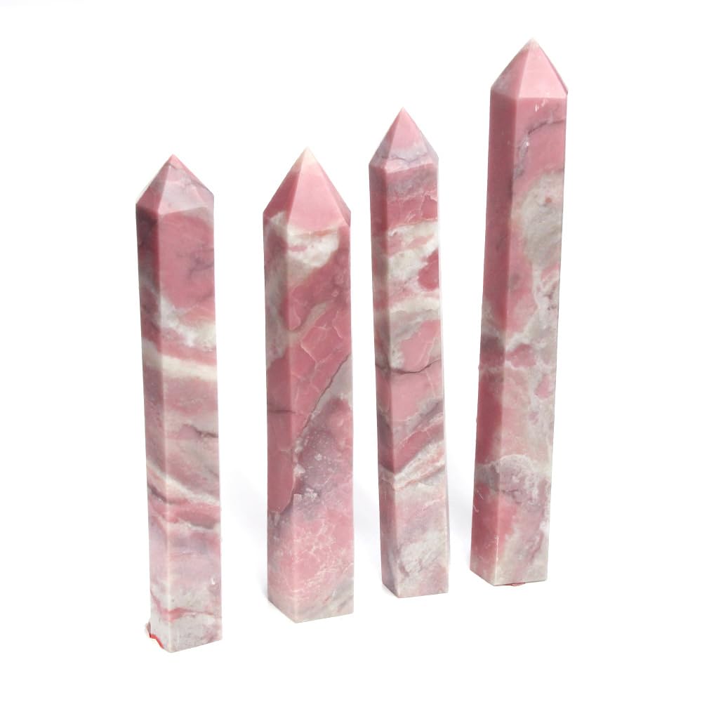 Large Pink Opal Stone Crystal Tower Big Wand Obelisk Healing Crystal Point Faceted Prism Figurine Meditation Therapy Home Decor (1.9-2.4LB)