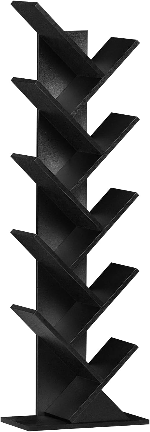 SHEEPAM 10 Tier Tree Book Shelf, Floor Standing Wood Bookshelf