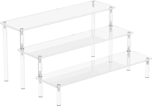 Aredpoook Acrylic Display Risers, 3 Tier Perfume Organizer Stand, Large Shelf