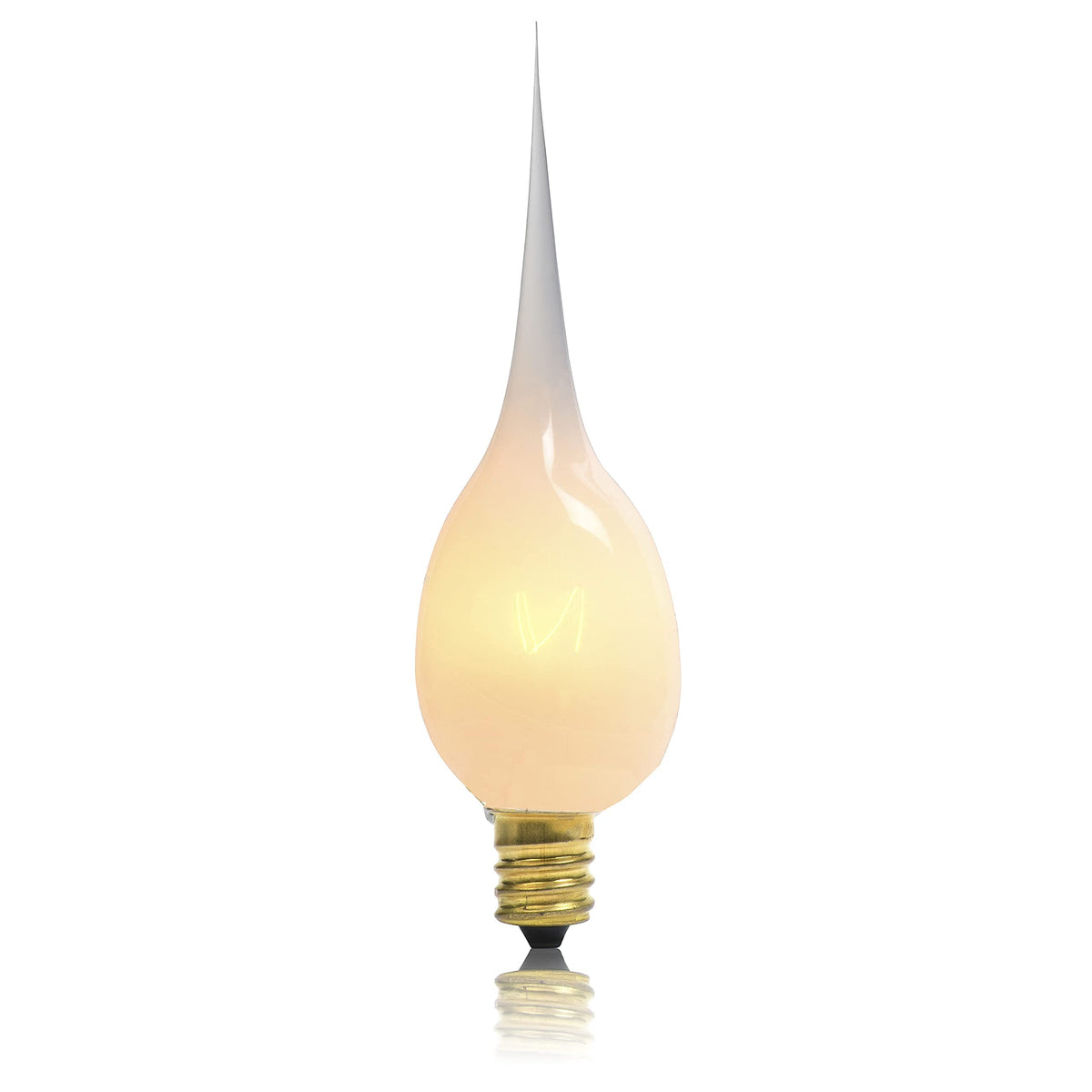 LightLady Studio Silicone Light Bulbs for Candle Lamps, 7 Watts, 12 Pack Dipped Candle Bulbs for Window Candles, Candelabra, Handmade White Flame Shaped Design