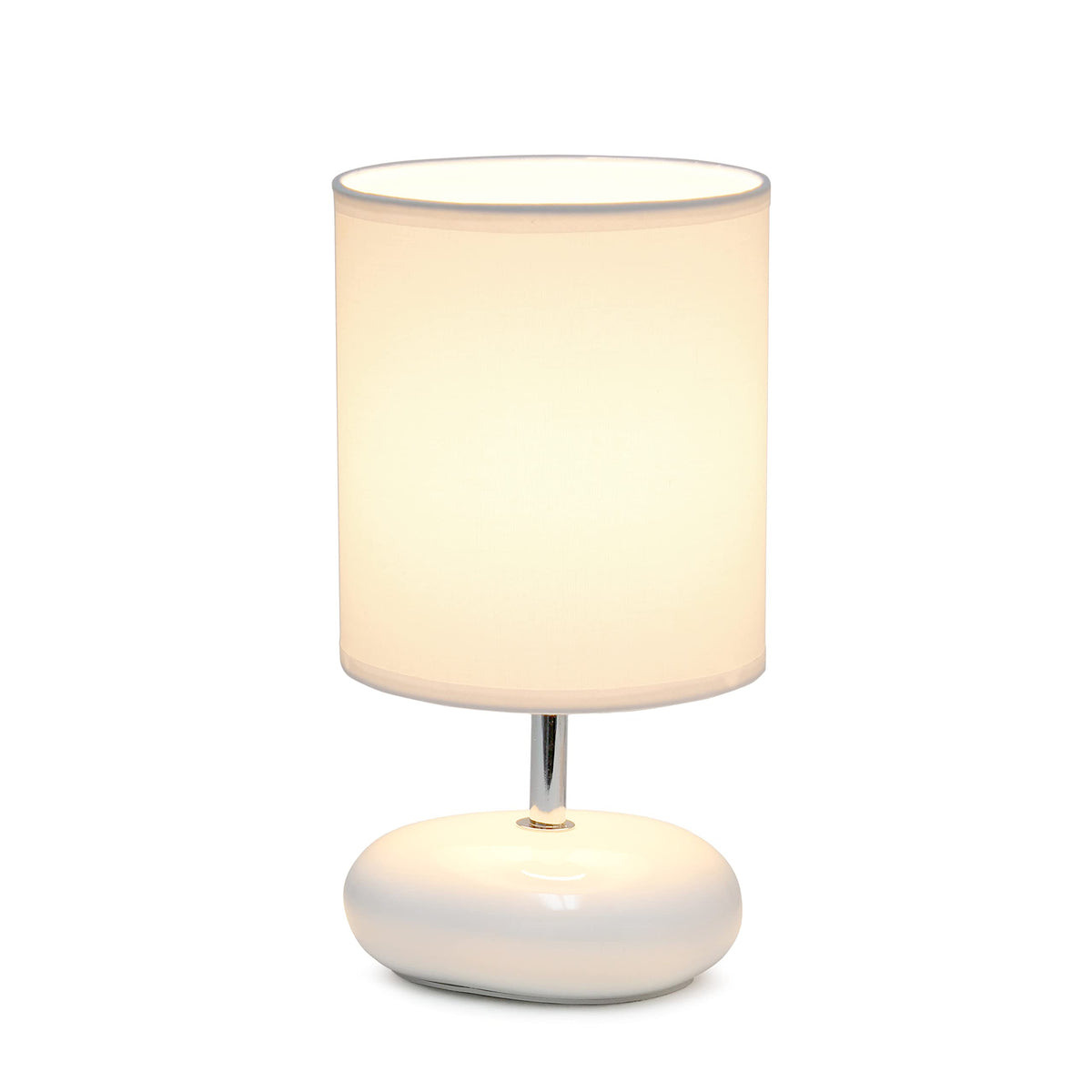 Simple Designs LT2005-WHT Stonies Small Stone Look Table Desk Bedside Lamp, White