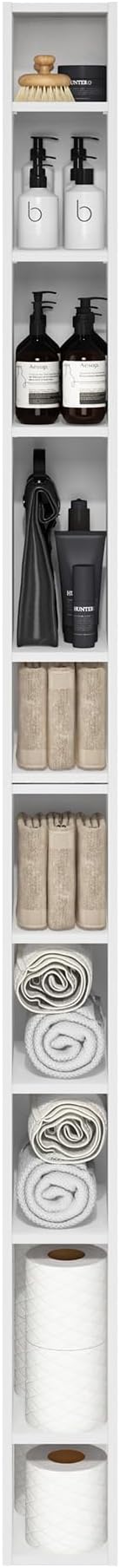 Furinno Fulda Book Shelf, 10-Tier Bookshelf, Space Saving Storage Shelf Bookcase