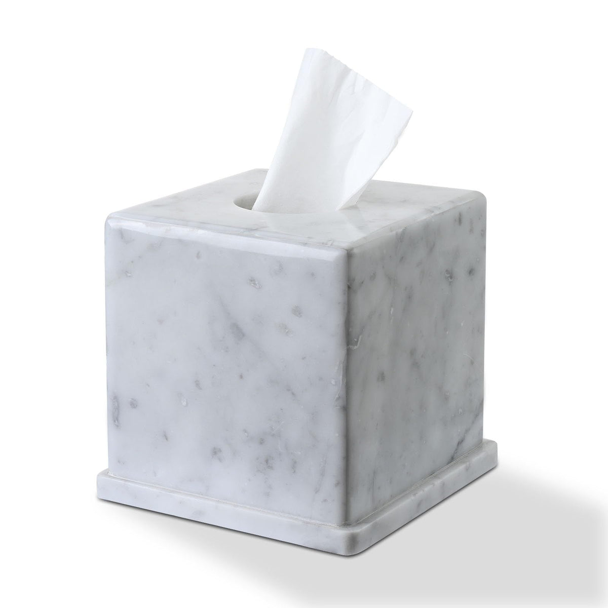 HAMAKAWA Natural Marble Tissue Box Cover, Carrara White Tissue Organizer 6 x 6 x 5.7 inch, Heavy Stone Decorative Box, Square Tissue Box Holder for Home Decor, Kitchen, Bathroom, Bedroom