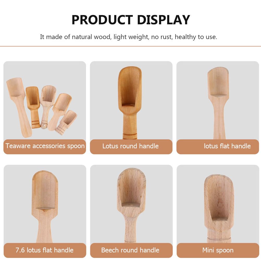 Bath Salt Scoop: 5PCS Mini Wooden Spoon Mini Bath Salt Spoon Tea Scoop Wooden Candy Small Spice s for Flour, Sugar, Cereal, (5 Sizes)