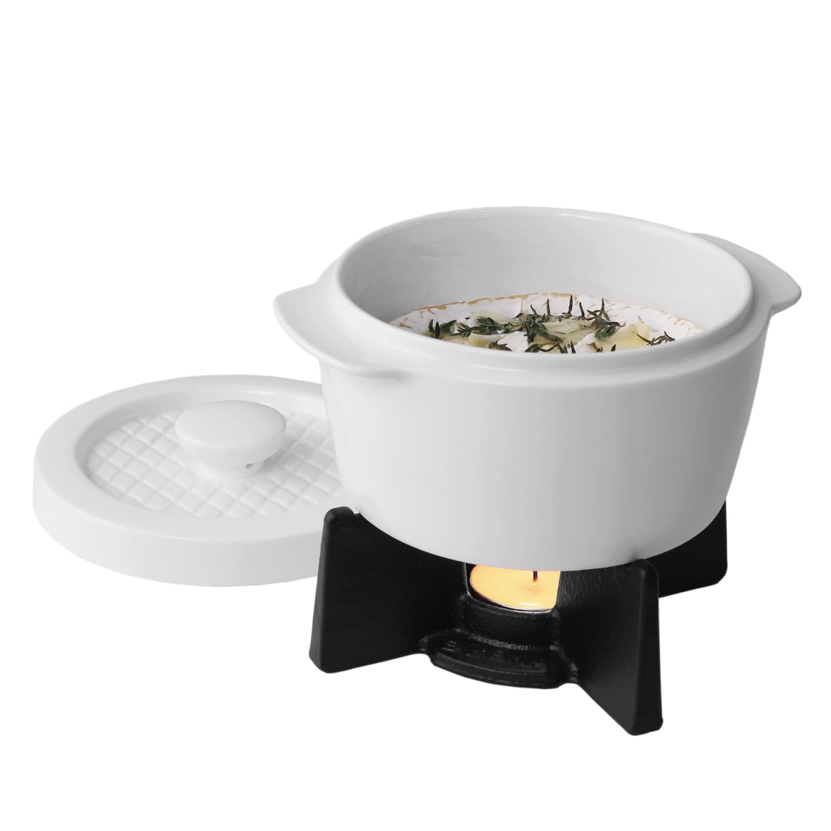 BOSKA Cheese Baker - Brie Baker with Lid - Queso Warmer for Brie Cheese Bites - Tea Light Candle Keep Anything You Make Warm - Handy Size & Microwave-safe