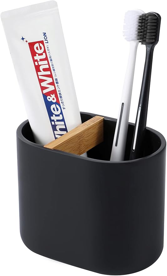 rejomiik Thick Resin Toothbrush Holders Bamboo Tooth Brushing Holder