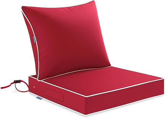 MIULEE Red Outdoor Seat Cushion 24x24 Inch Waterproof & 3 Year Fade Resistant