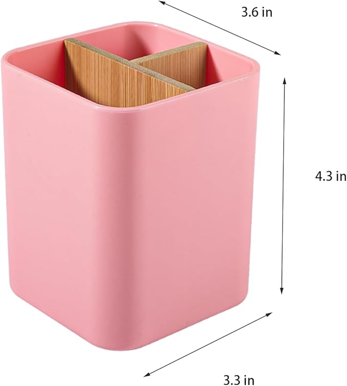 Bamboo Toothbrush Holder for Bathrooms, 3 Slots Toothbrush and Toothpaste