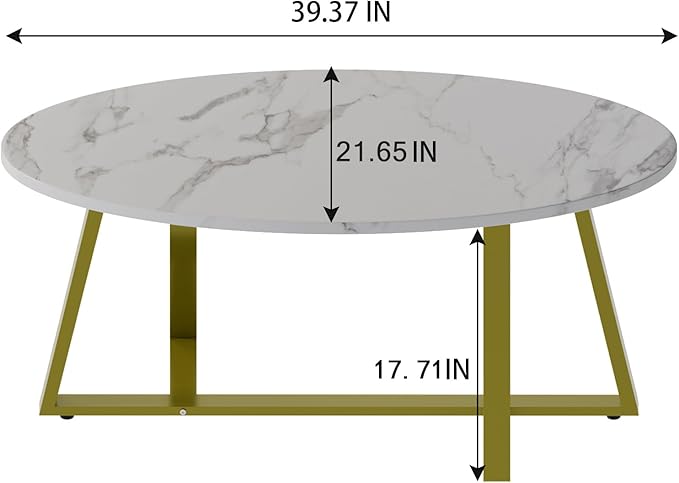 Wolawu Coffee Table White Faux Marble Coffee Table