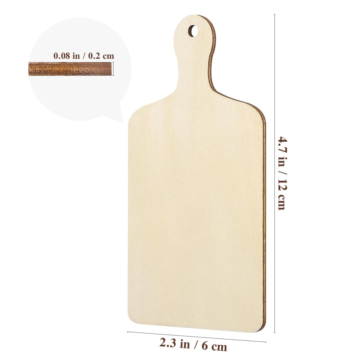 Operitacx 12 Pieces Mini Cutting Board For Craft, Unfinished Wooden Charcuterie Boards With Handle, Blank Wooden Boards Paddle For Christmas Diy Vegetables Delicatessen Home Kitchen Decor