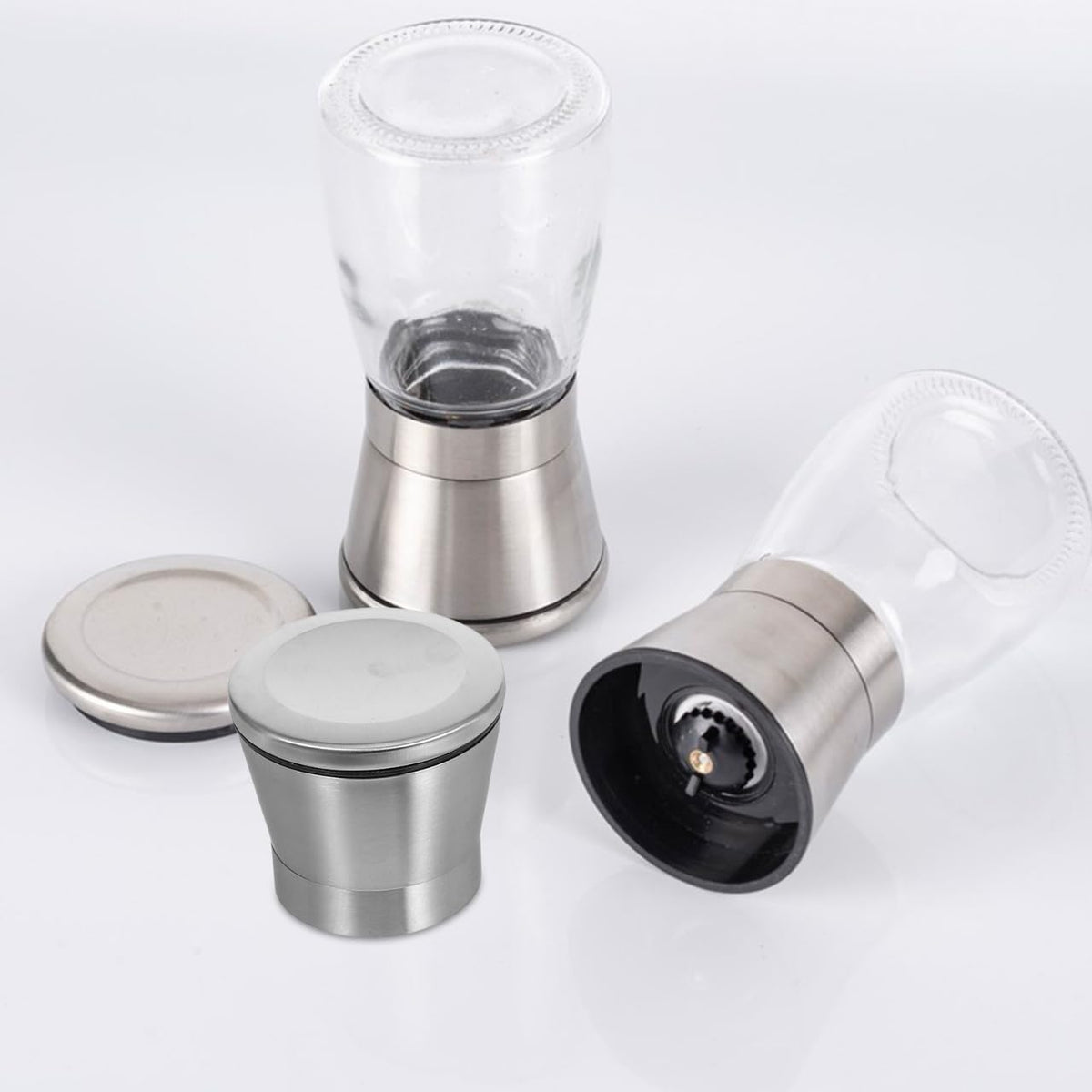 Ipetboom Metal Grinder Caps Replacement Tops for Salt Pepper Mills 2.55X2.55X2.28In Manual Spice Bottle Covers Grinding Caps for Kitchen Use 2Pcs