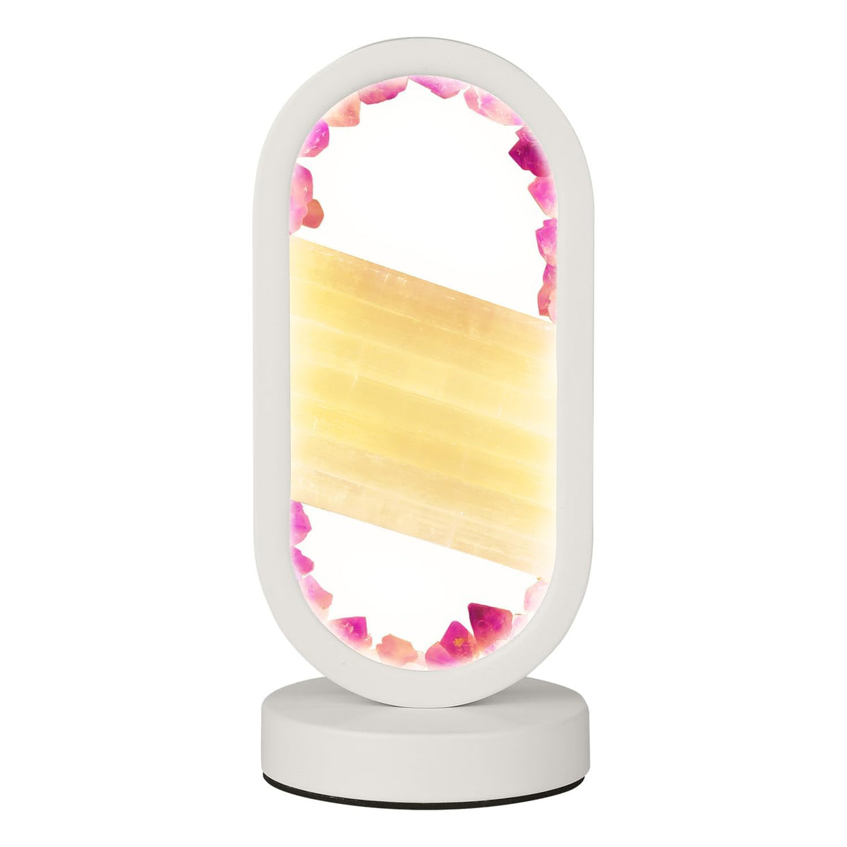 GC QUILL Natural Amethyst Selenite Crystal Healing Night Lamp, White