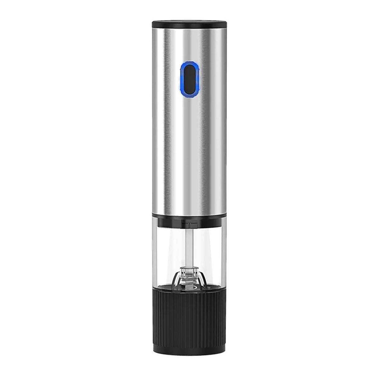 Electric Salt and Pepper Grinder, USB Rechargeable with Ceramic Grinding Mechanism, Adjustable Coarseness, One-Touch Operation, Stainless Steel and Black