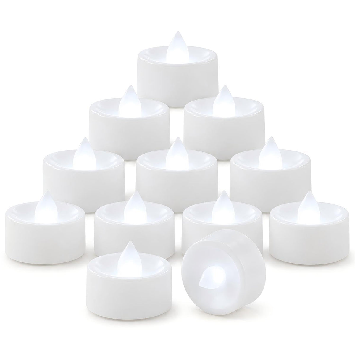 Homemory Tea Lights with Timer Battery Operated, 6H Timer Auto On Daily, Flickering Flameless LED Votive Candles for Table Centerpieces, Lantern, Halloween, Christmas, Cool White, No Remote, 24-Pack