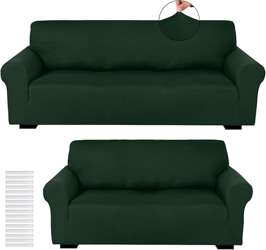 Peryiter 2 Pcs Sofa Covers Couch and Loveseat Covers Set Stretch Sofa Slipcover
