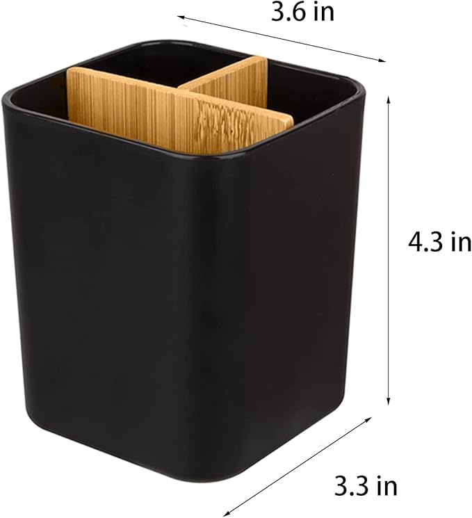 Bamboo Toothbrush Holder for Bathrooms, 3 Slots Toothbrush and Toothpaste