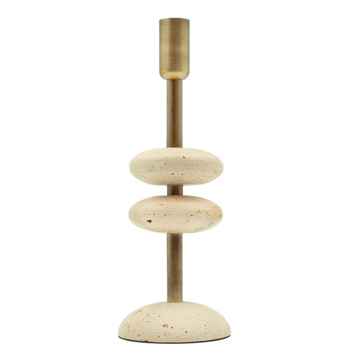 NEXOTIQUE Marble Candlestick Holders, Taper Candle Holder for Table Candles White Candelabra Candle Holders for Console Tabale, Wedding Centerpiece, Cozy Home Decor, Travertine, 10''