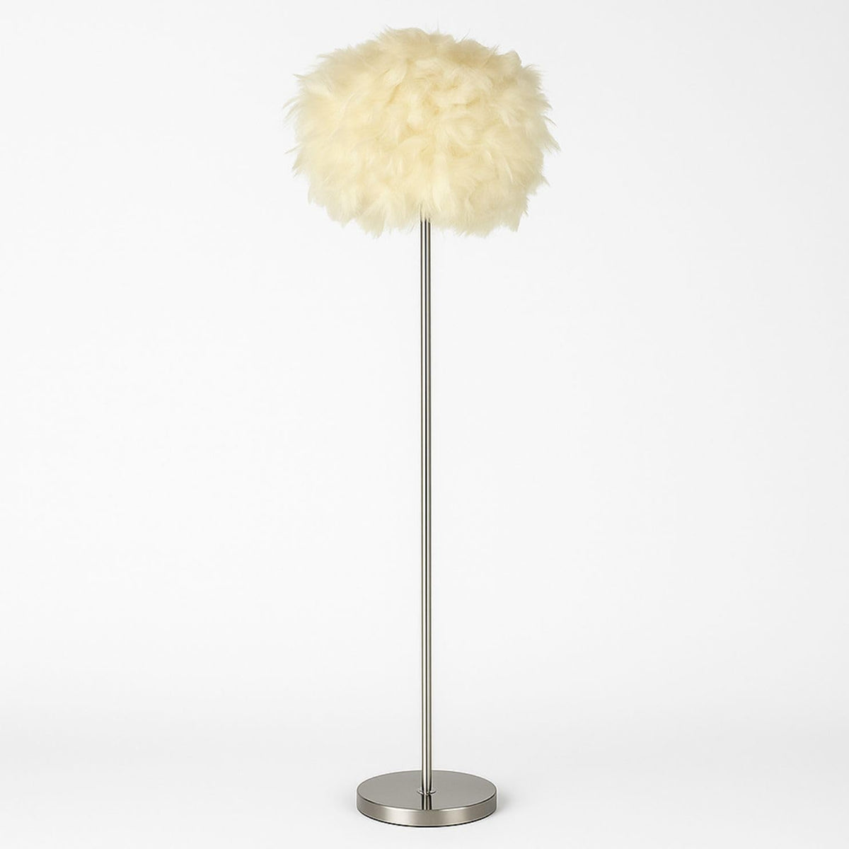 LIGHTACCENTS 69" Luxury Feather Floor Lamp with Chrome Base - Fluffy Cloud Standing Light for Living Room, Bedroom, Nursery, Vanity (White)