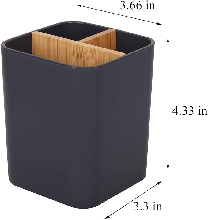 Bamboo Toothbrush Holder for Bathrooms, 3 Slots Toothbrush and Toothpaste