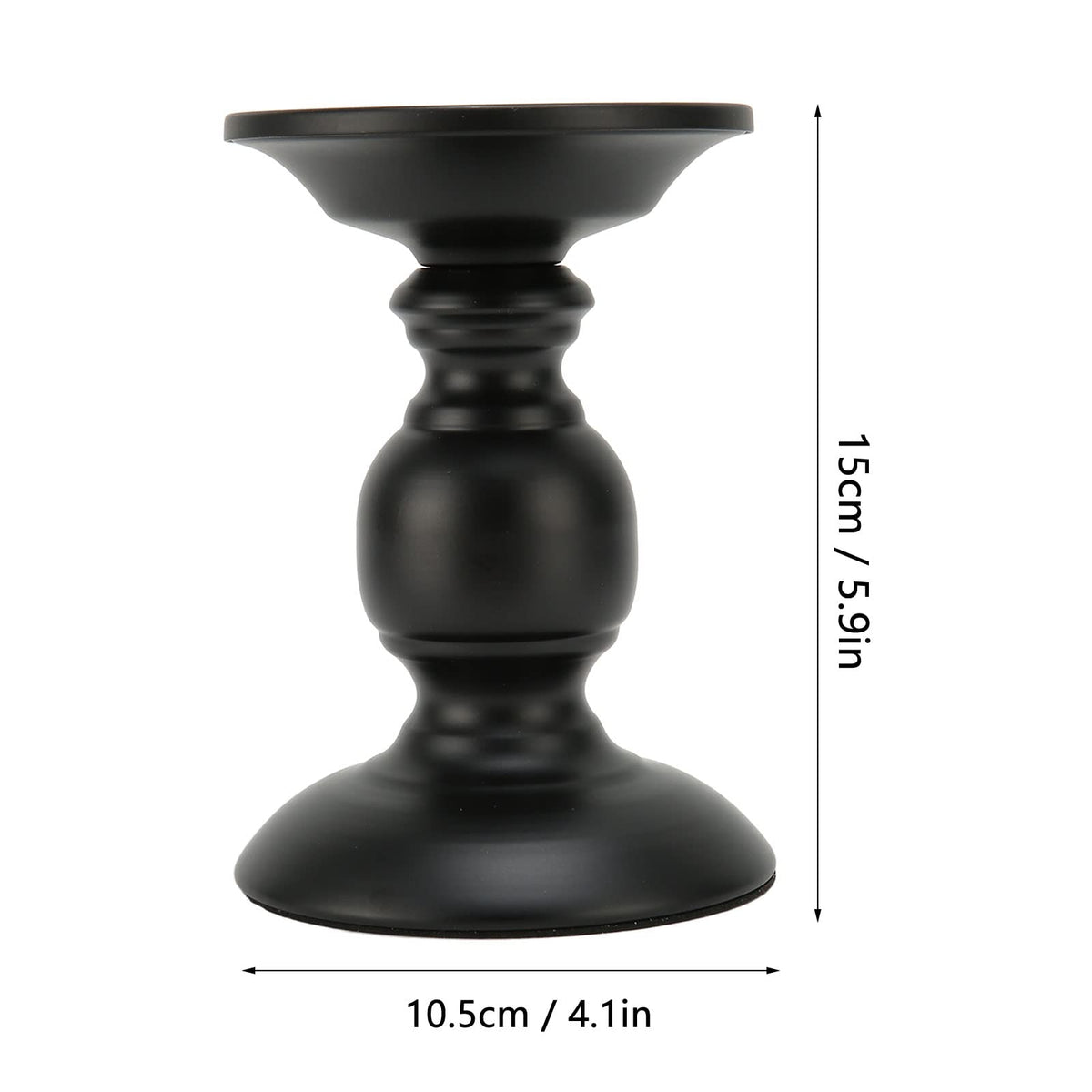 Tyenaza Pillar Candle Holder Rustproof Black Metal Iron Matte Pillar Candle Holder Ornament Dining Table Decoration for Wedding, Dining Table, Party