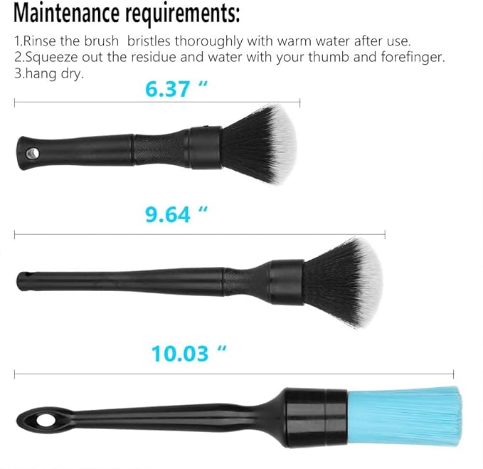 AntBooBoo 3 Pack Ultra-Soft Detailing Brush Set, Comfortable Grip and