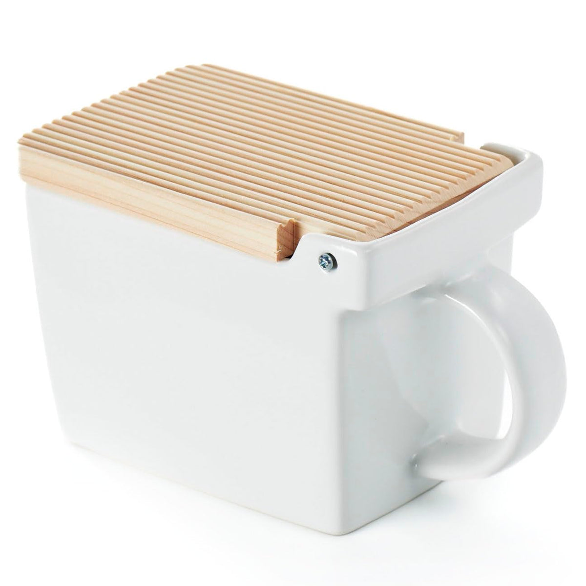 ZERO JAPAN Bee House Premium Salt Box with Hinoki Lid - Container for Sea Salt and Spices - Elegant Cellar for Kitchen Countertop - White, 16 oz